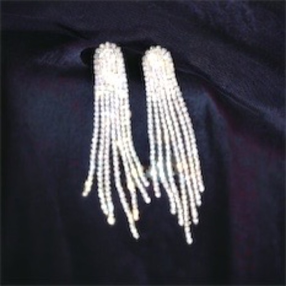 Silver Crystal Tassel Fringe Chandelier Diamond Bridal Bridesmaid Prom Earrings